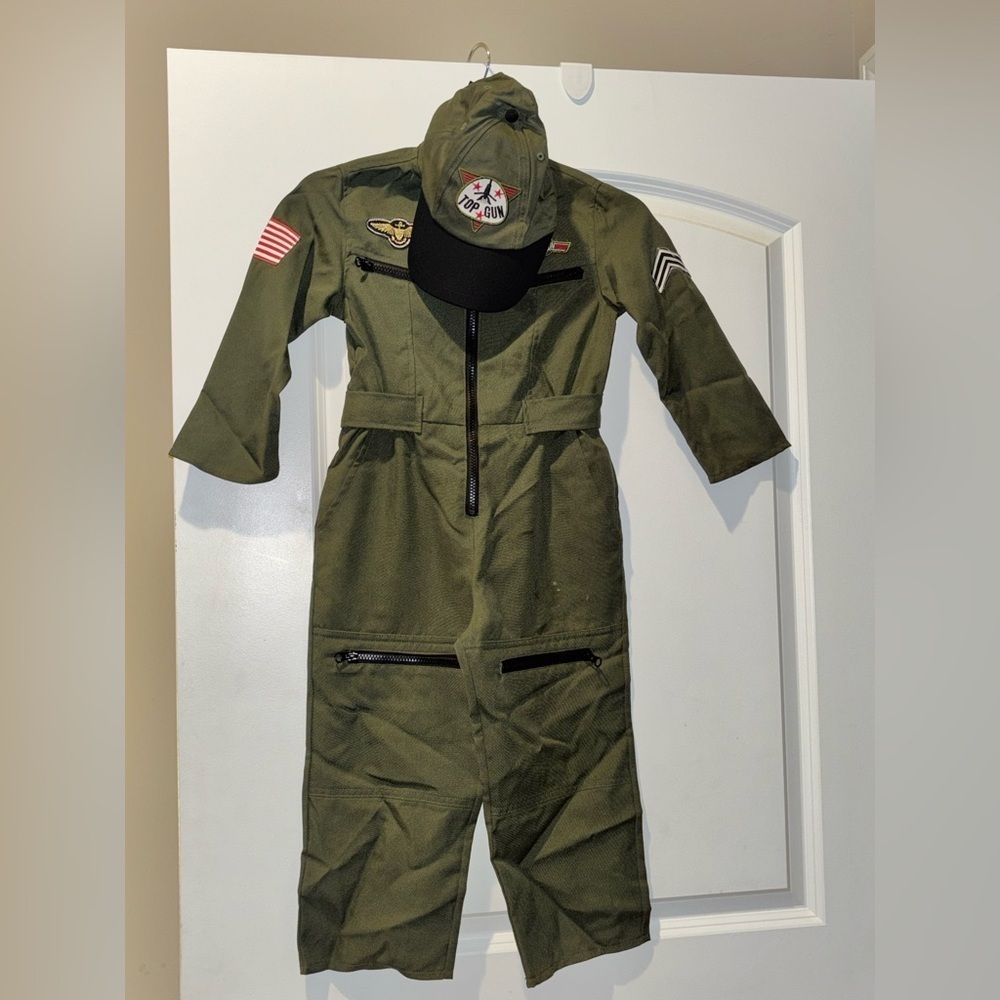 Top Gun Kids Green Flight Suit Costume - Picture 4 of 8